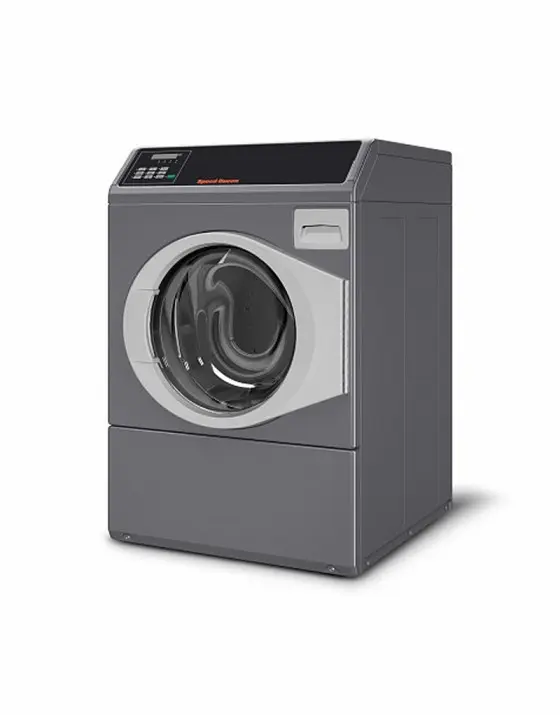 Grijze industriële voorlader wasmachine